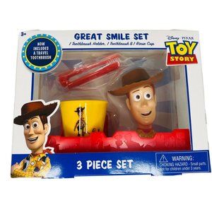 Disney Toy Story 4 Woody Toothbrush Holder Set Rinse Cup New Great Smile Set